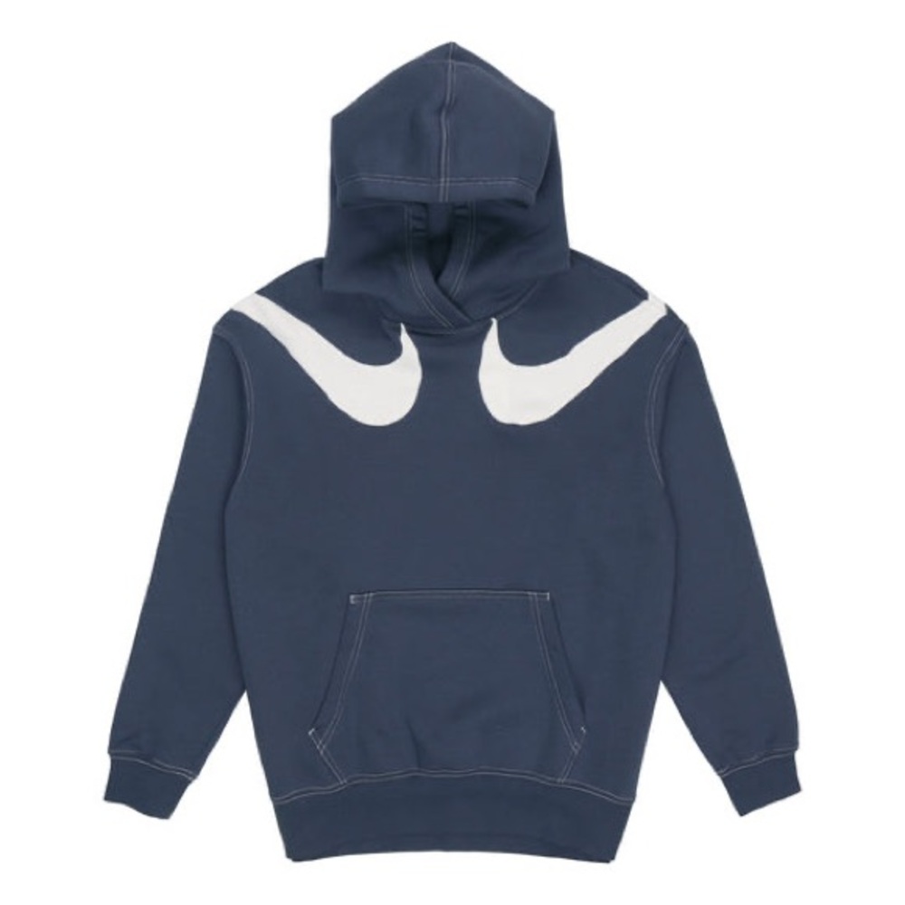 Nike Sz M Oversized or Unisex Double Swoosh Logo Blue Gray Hoodie Retro Vintage